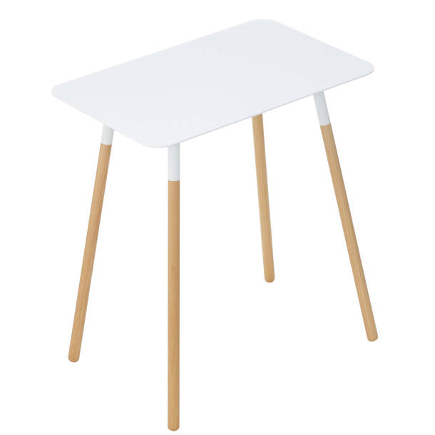 Yamazaki Home Small Metal And Wood Bedside Compact Side Table Narrow